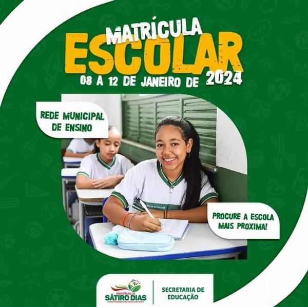 Secretaria de Educação de Sátiro Dias inicia período de  matrícula da rede municipal 