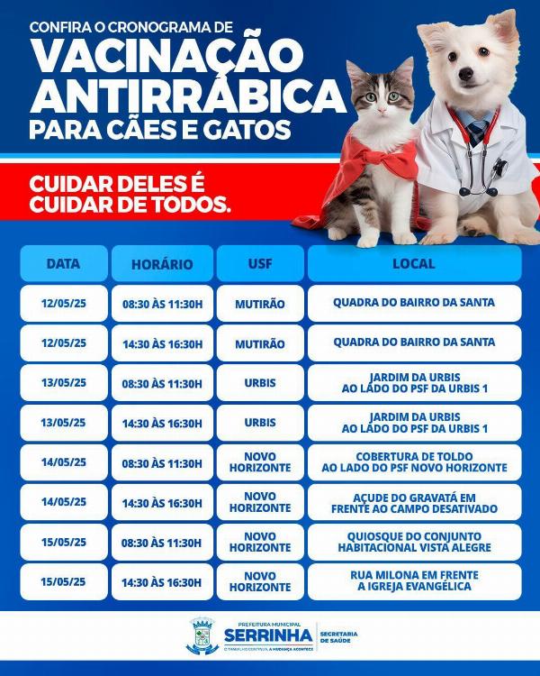 Começa a Campanha de vacinação antirrábica em Serrinha com atendimento nos bairros