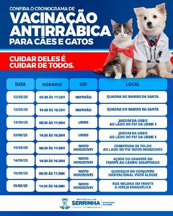 Começa a Campanha de vacinação antirrábica em Serrinha com atendimento nos bairros